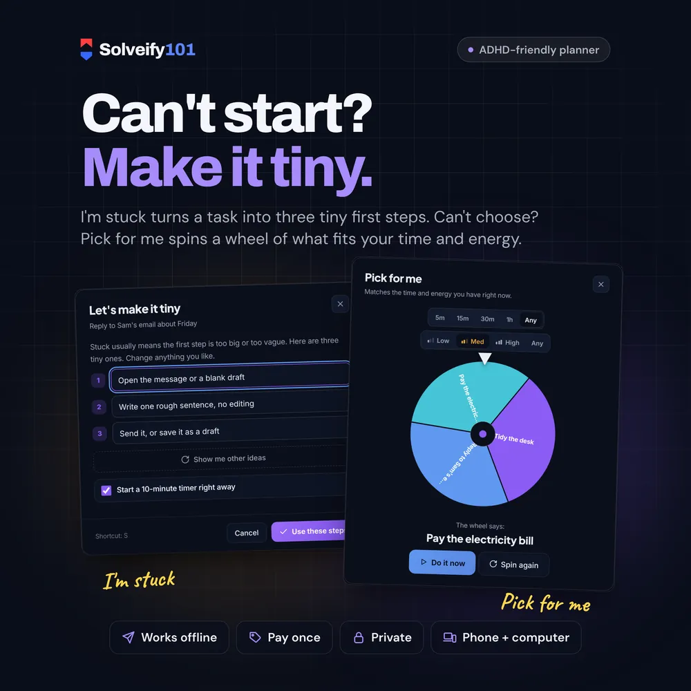 Focus 101: Can't start? Make it tiny.