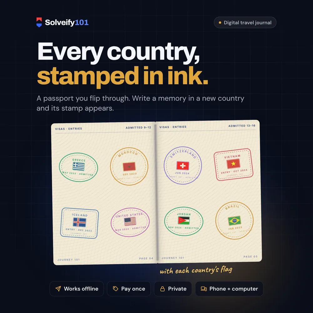 Journey 101: A passport that stamps every country.