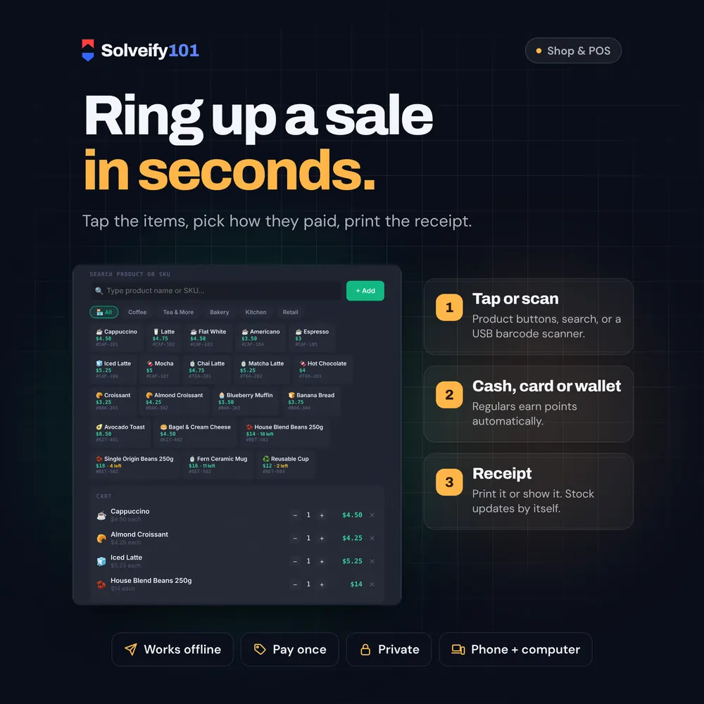 My Business 101: Ring up a sale in seconds.